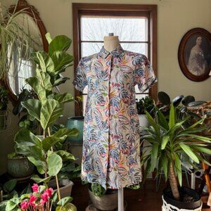100% linen w/ fun multicolored, short sleeves dress by C&C California
